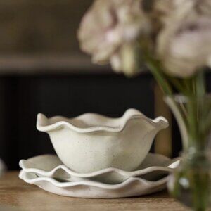Wavy Cream Handmade Bowls